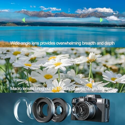 Comparison of wide-angle and macro lenses with scenic and close-up images.