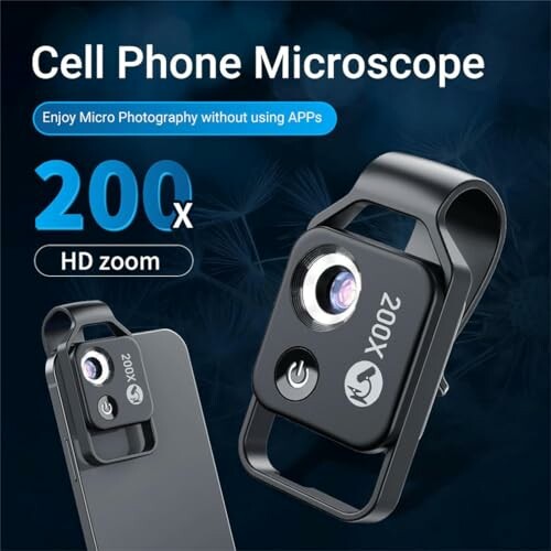 Cell phone microscope with 200x HD zoom for micro photography.