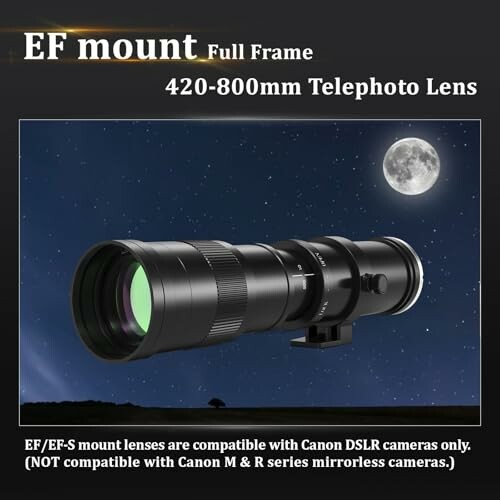 EF mount full frame 420-800mm telephoto lens with moon background
