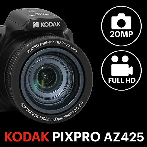 Kodak PIXPRO AZ425 camera with 20MP and Full HD features.