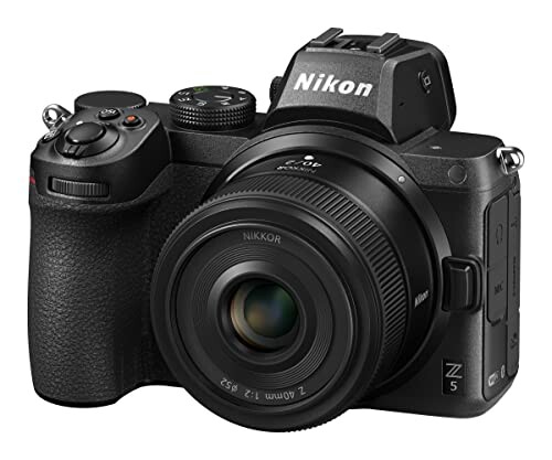 Nikon Z5 mirrorless camera with lens.
